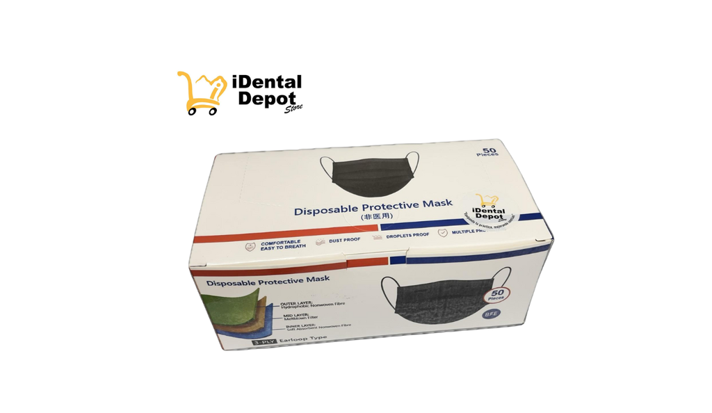 CUBREBOCAS iDENTAL DEPOT TELA C/3 CAPAS C/RESORTE NEGRO