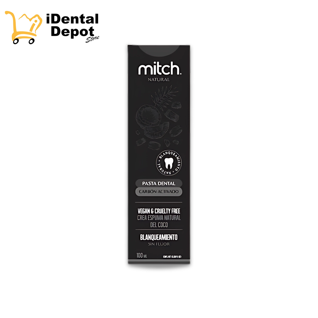 Pasta Dental Mitch Premium Carbón Activado 100ml Sin Flúor
