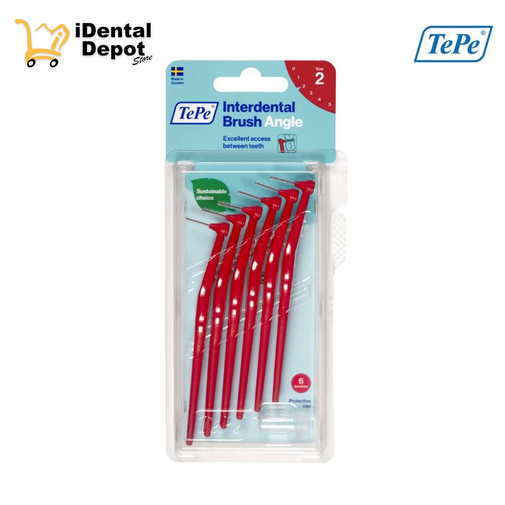 ANGLE IDB #2 ROJO - CEPILLO INTERDENTAL CABEZAL ANGULADO MANGO LARGO SIZE 0.5mmBLISTER 6 PZS