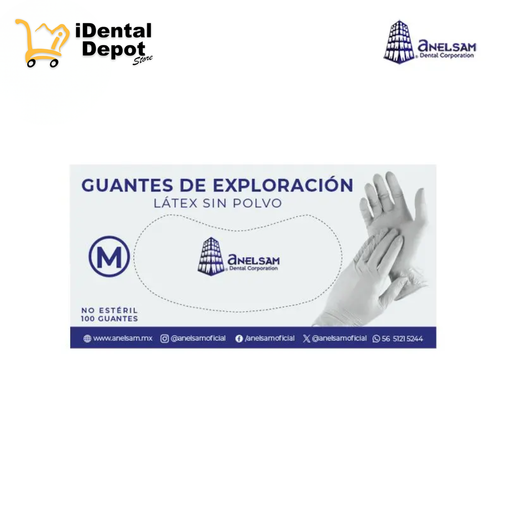 GUANTES LIBRES DE POLVO MEDIANO CON 100 PIEZAS ANELSAM