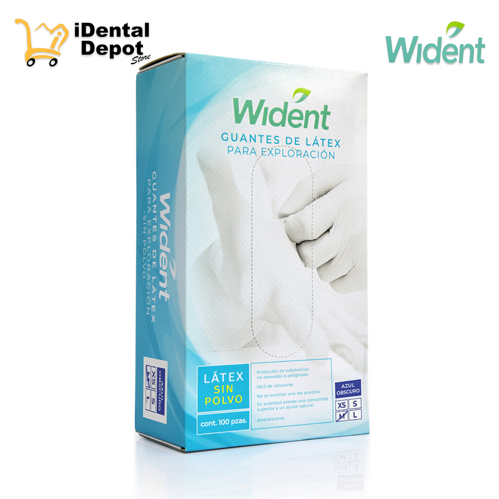 GUANTES WIDENT LATEX SIN POLVO M AZUL OBSC C/100