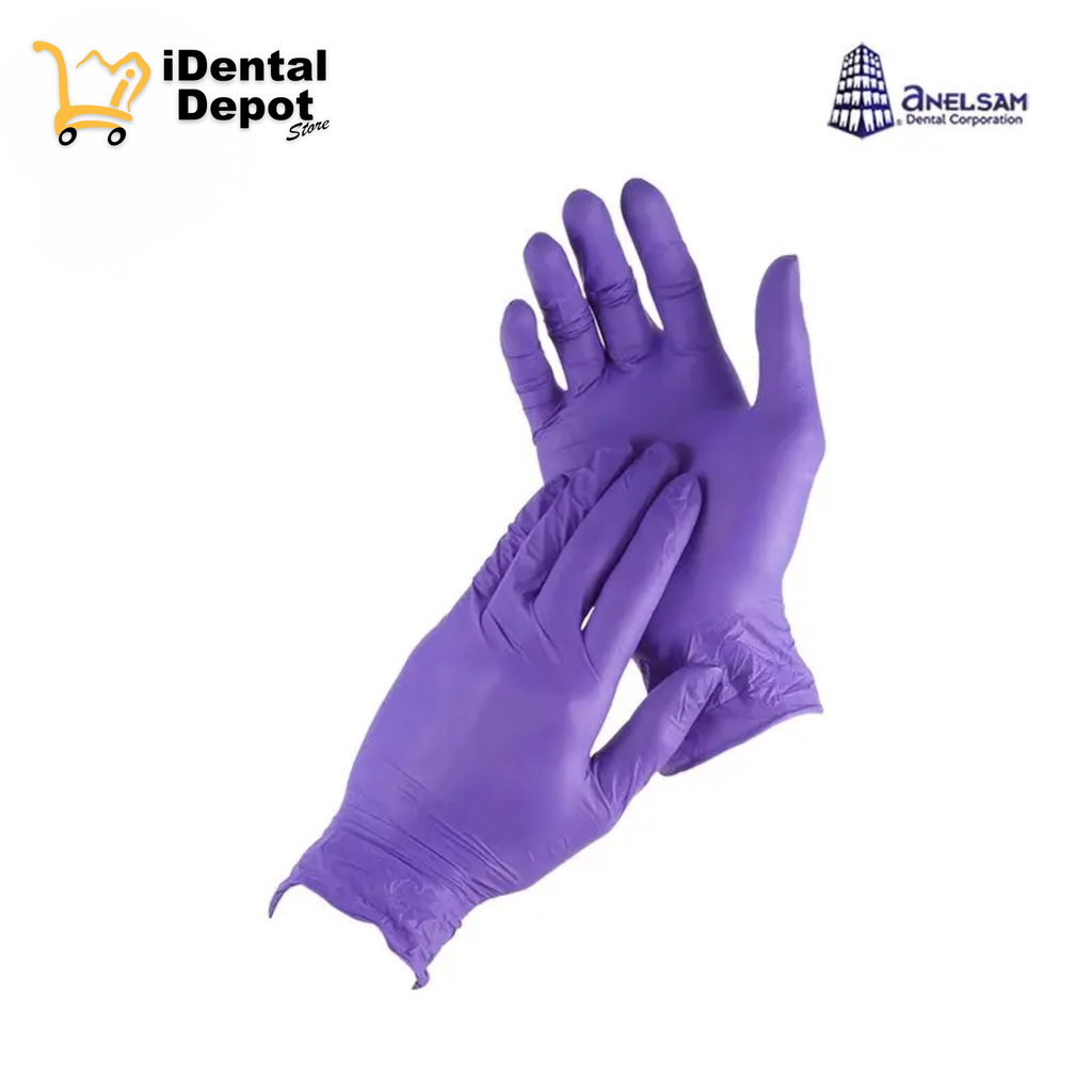 GUANTES MORADOS DE NITRILO MEDIANO CON 100 PIEZAS ANELSAM