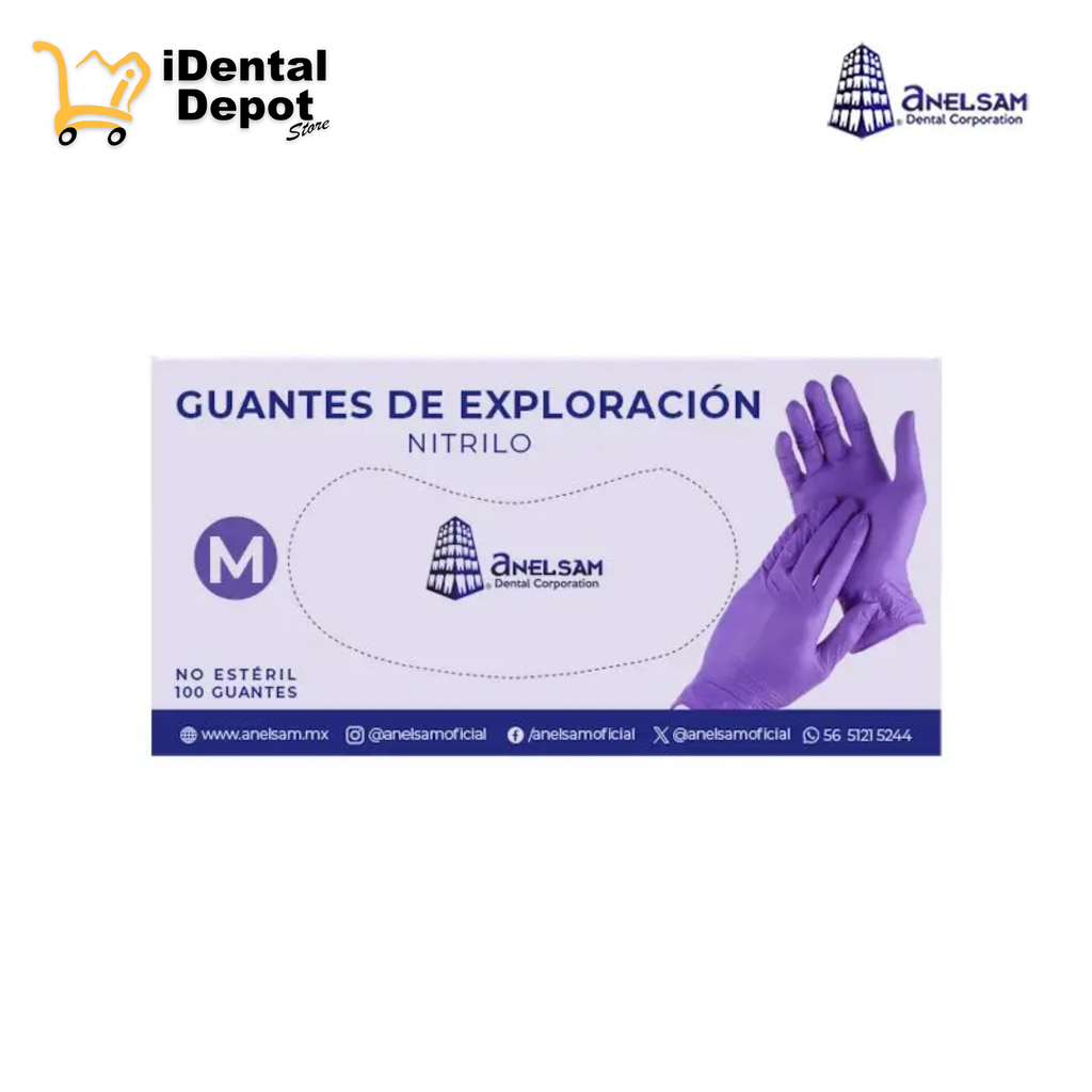 GUANTES MORADOS DE NITRILO MEDIANO CON 100 PIEZAS ANELSAM