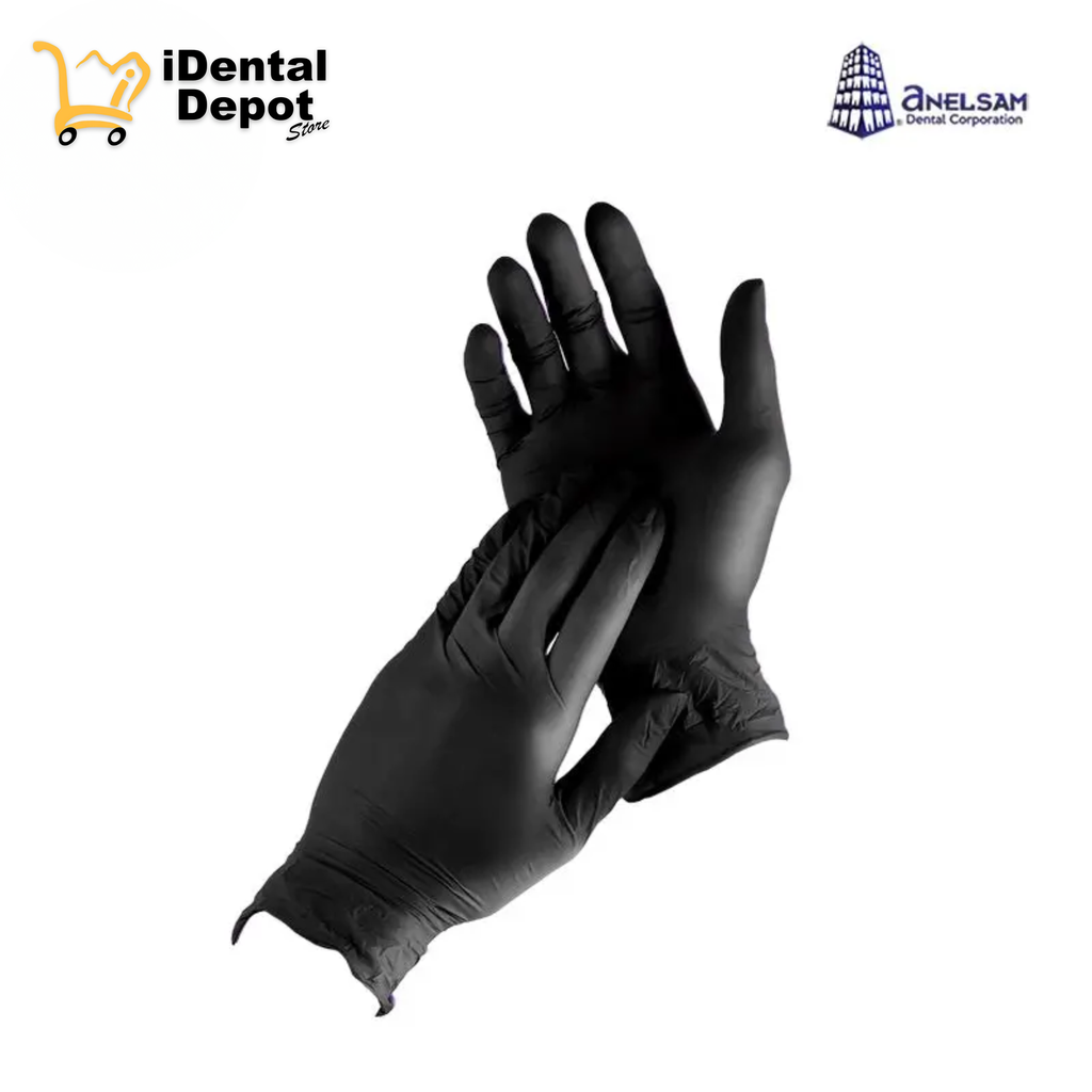 GUANTES NEGROS DE NITRILO MEDIANO CON 100 PIEZAS ANELSAM