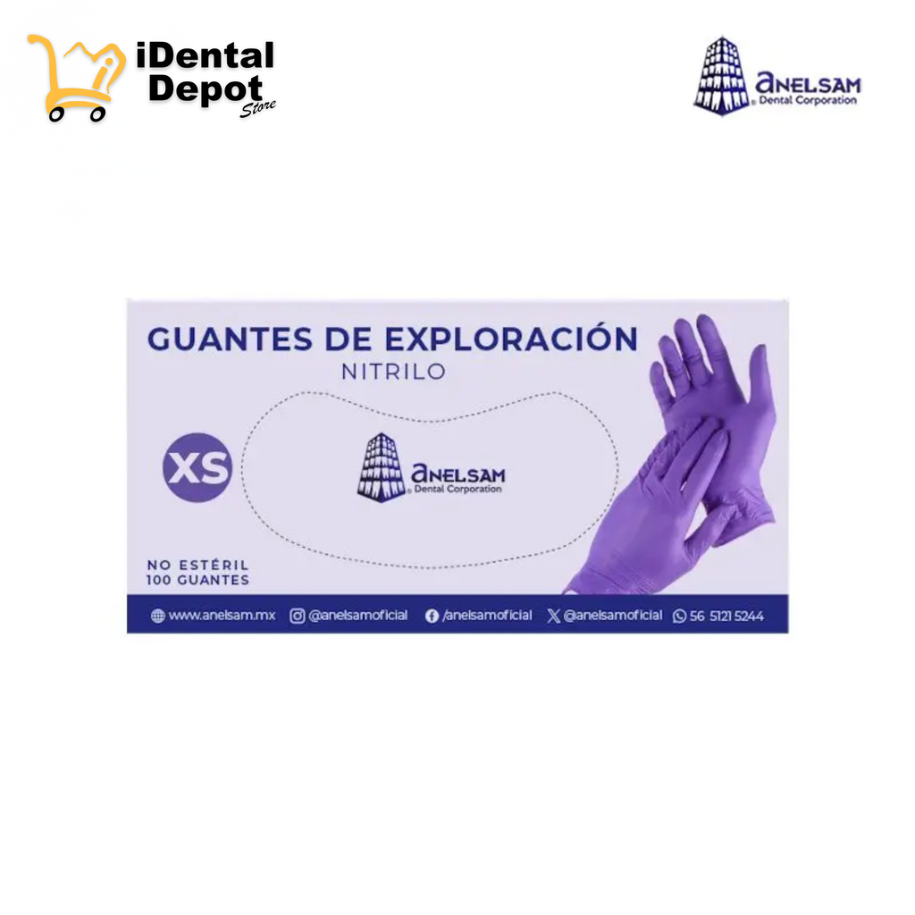 GUANTES MORADOS DE NITRILO EXTRA CHICO CON 100 PIEZAS ANELSAM