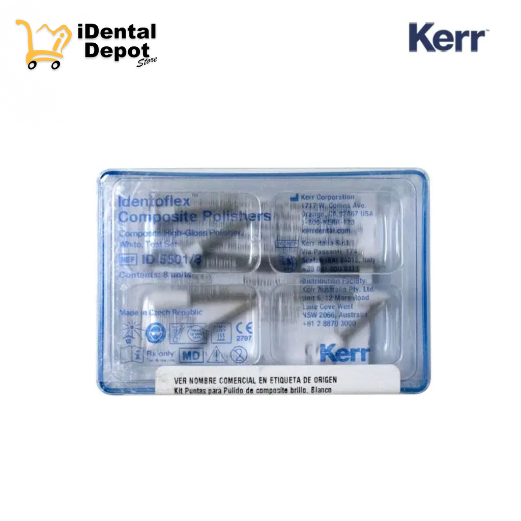 PUNTAS PULIDO RESINA KIT IDENTOFLEX 8 UNID (2 FLAMA, 2 COPA, 2 DISCO, 2 MINIPUNTA)
