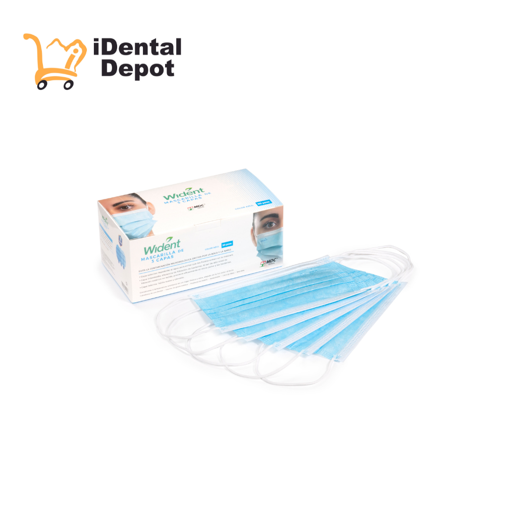 CUBREBOCAS WIDENT TRES CAPAS AZUL CAJA 50 PZAS