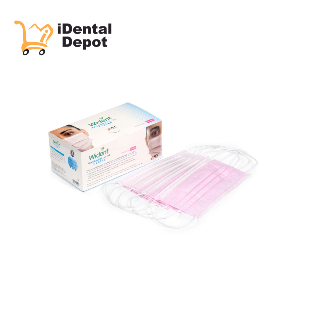 [281-0003] CUBREBOCAS WIDENT TRES CAPAS ROSA CAJA 50 PZAS