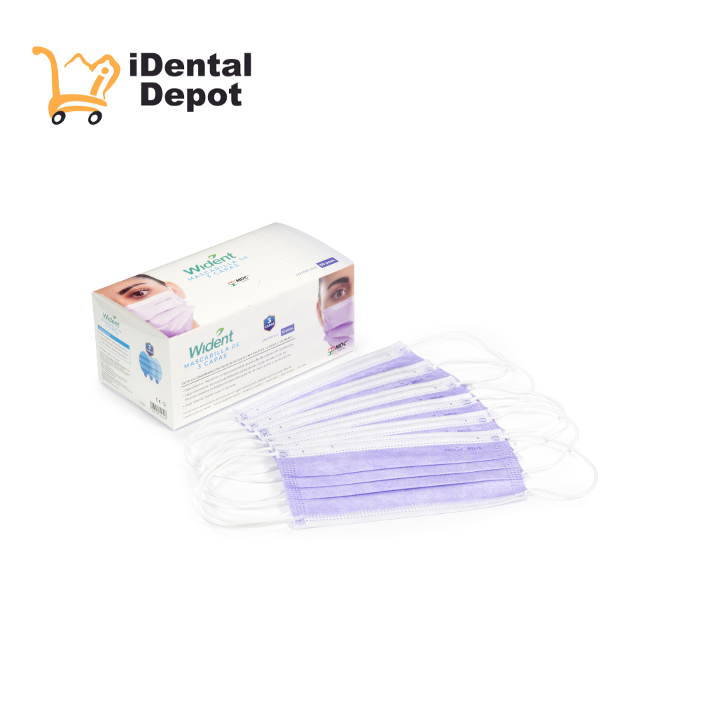 [281-0005] CUBREBOCAS WIDENT TRES CAPAS LILA CAJA 50 PZAS
