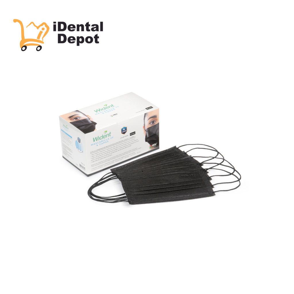 CUBREBOCAS WIDENT CUATRO CAPAS NEGRO CAJA 50 PZAS