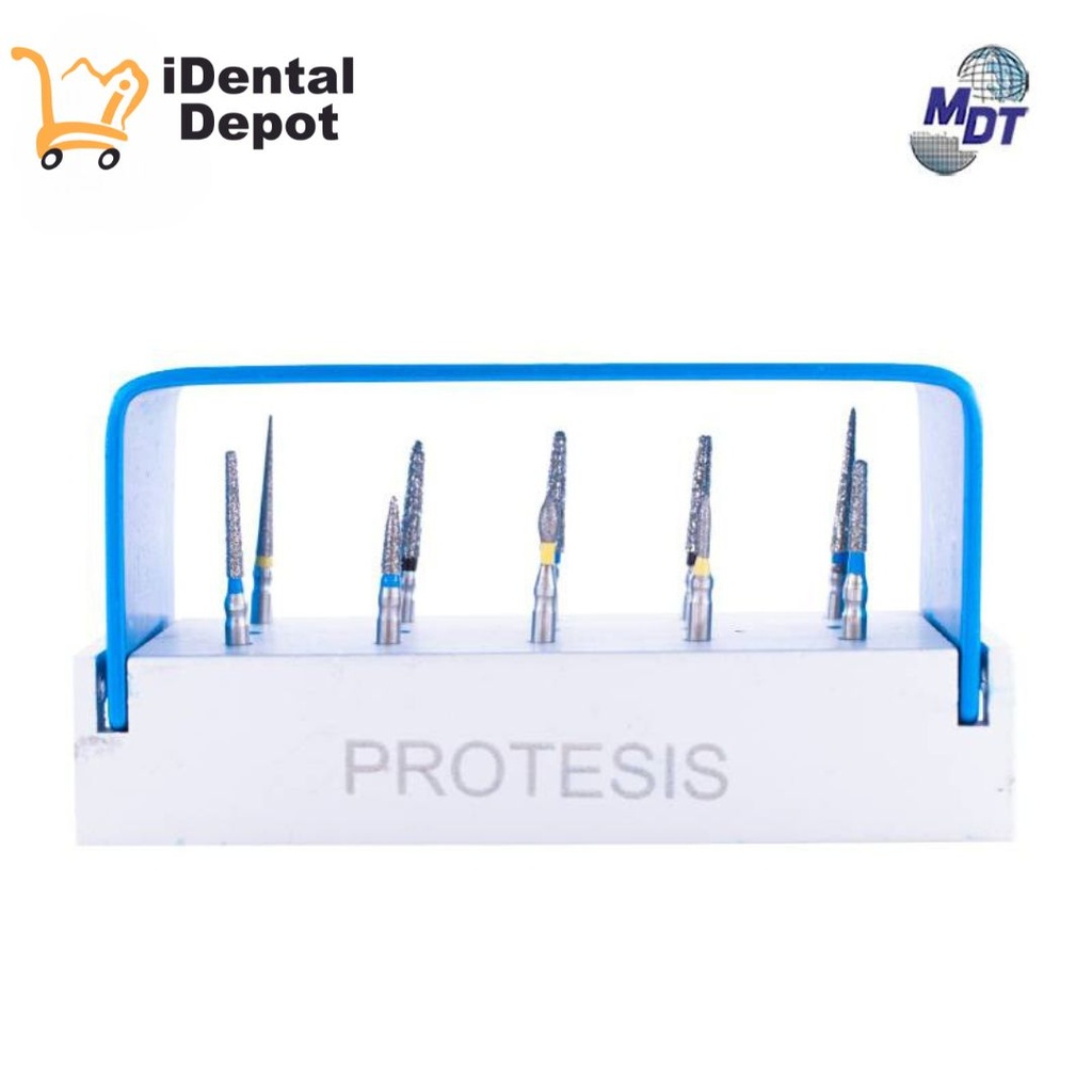 KIT DE FRESAS DE DIAMANTE PARA PROTESIS CON 10 MDT