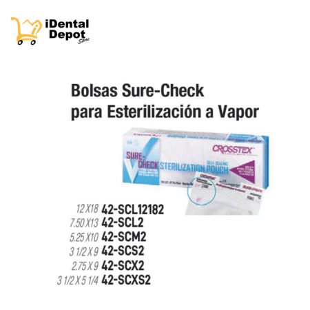 BOLSAS PARA ESTERILIZAR
SURE CHECK 7.50X13, STERILIZATION POUCHES