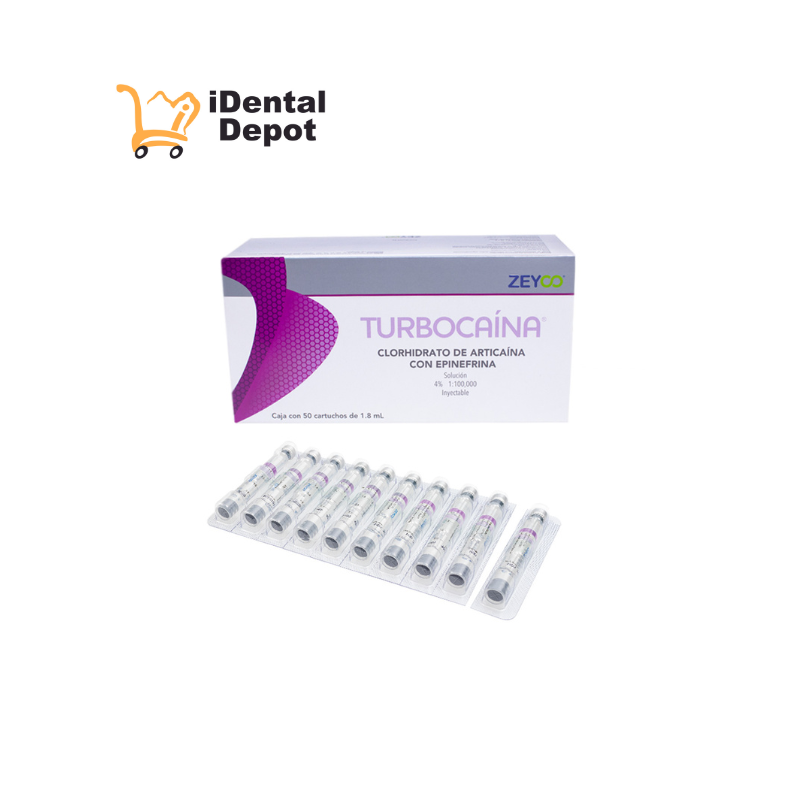 ANESTESICO TURBOCAINA ARTICAINA 4% C/EPINEFRINA BLISTER VIDRIO CJ. C/50 PZAS.