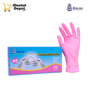 GUANTES ROSAS DE NITRILO EXTRACHICO CON 100 PIEZAS ANELSAM