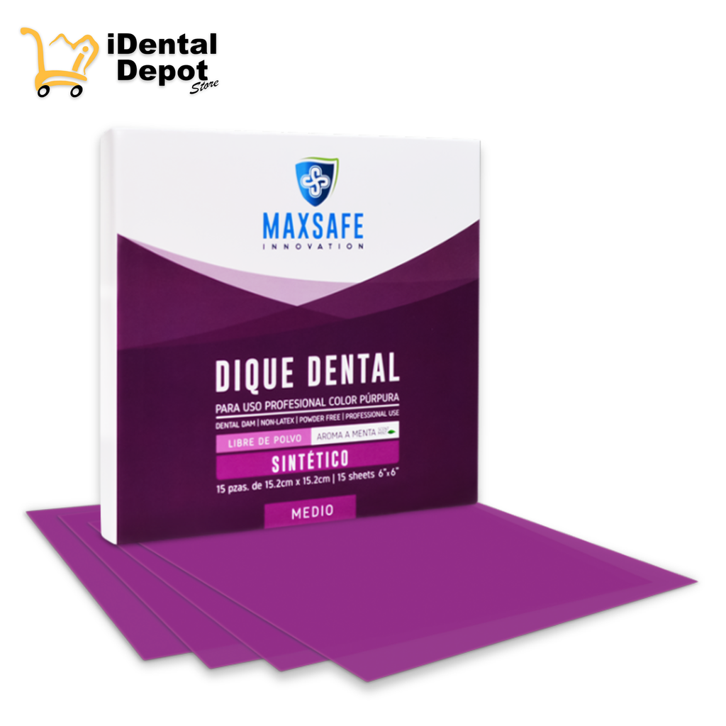 DIQUE DENTAL SIN LÁTEX-PÚRPURA, MEDIO, MENTA (0.25MM) 6X6 LIBRE DE POLVO / LIBRE DE LATEX (SINTETICO)