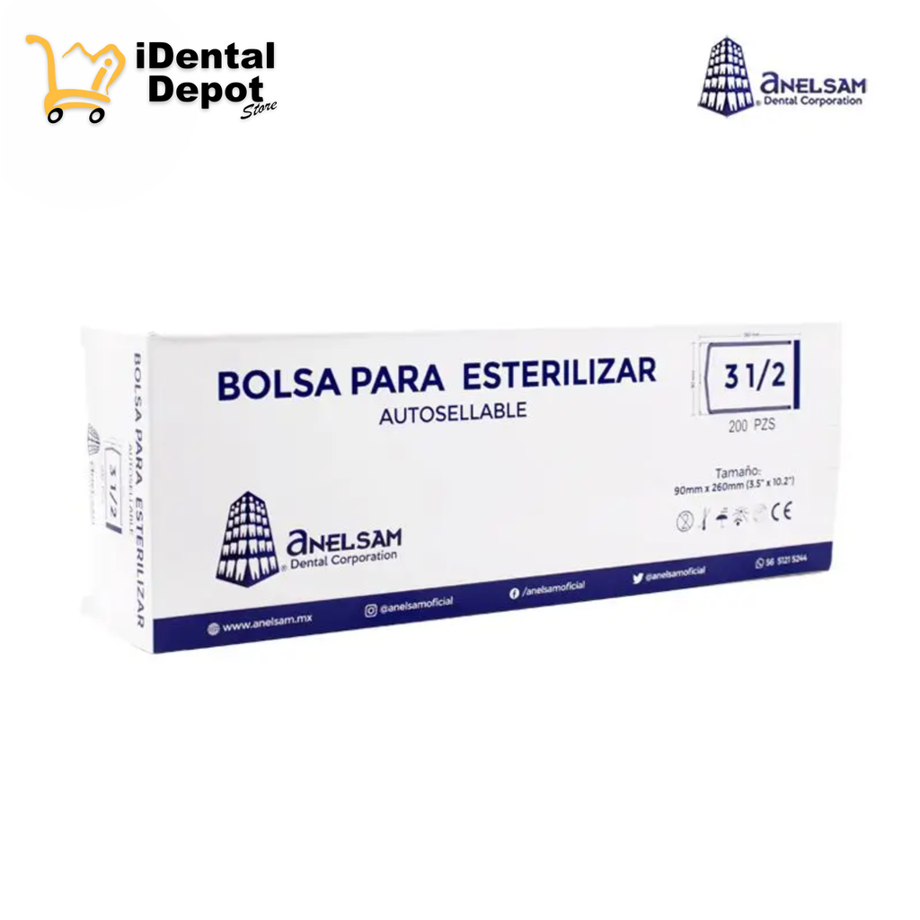 BOLSA PARA ESTERILIZAR 3 1/2 X 10 ANELSAM PAQ C/200