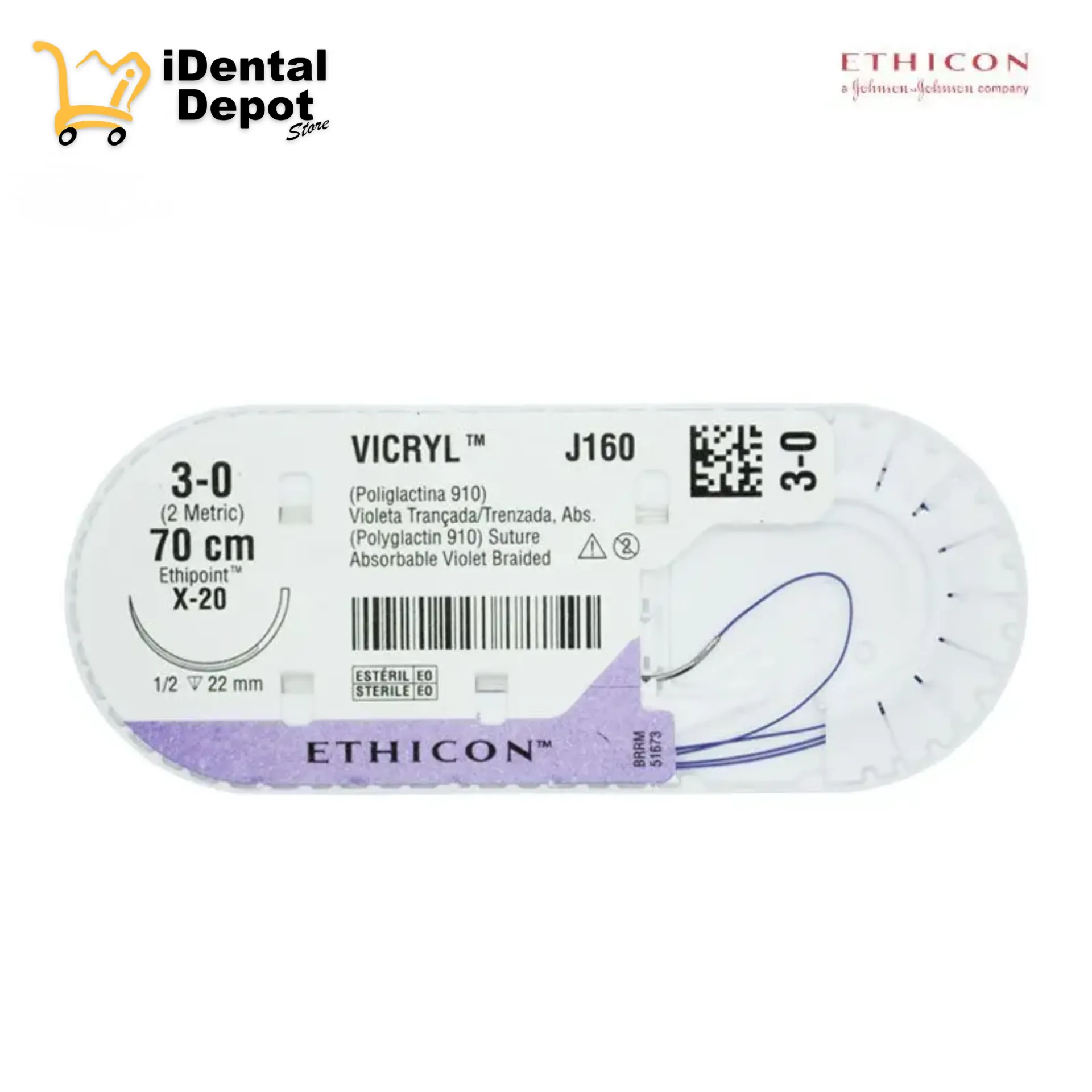[JJJ160H] SUTURA VICRYL 3-0 70 X 2.0 CM