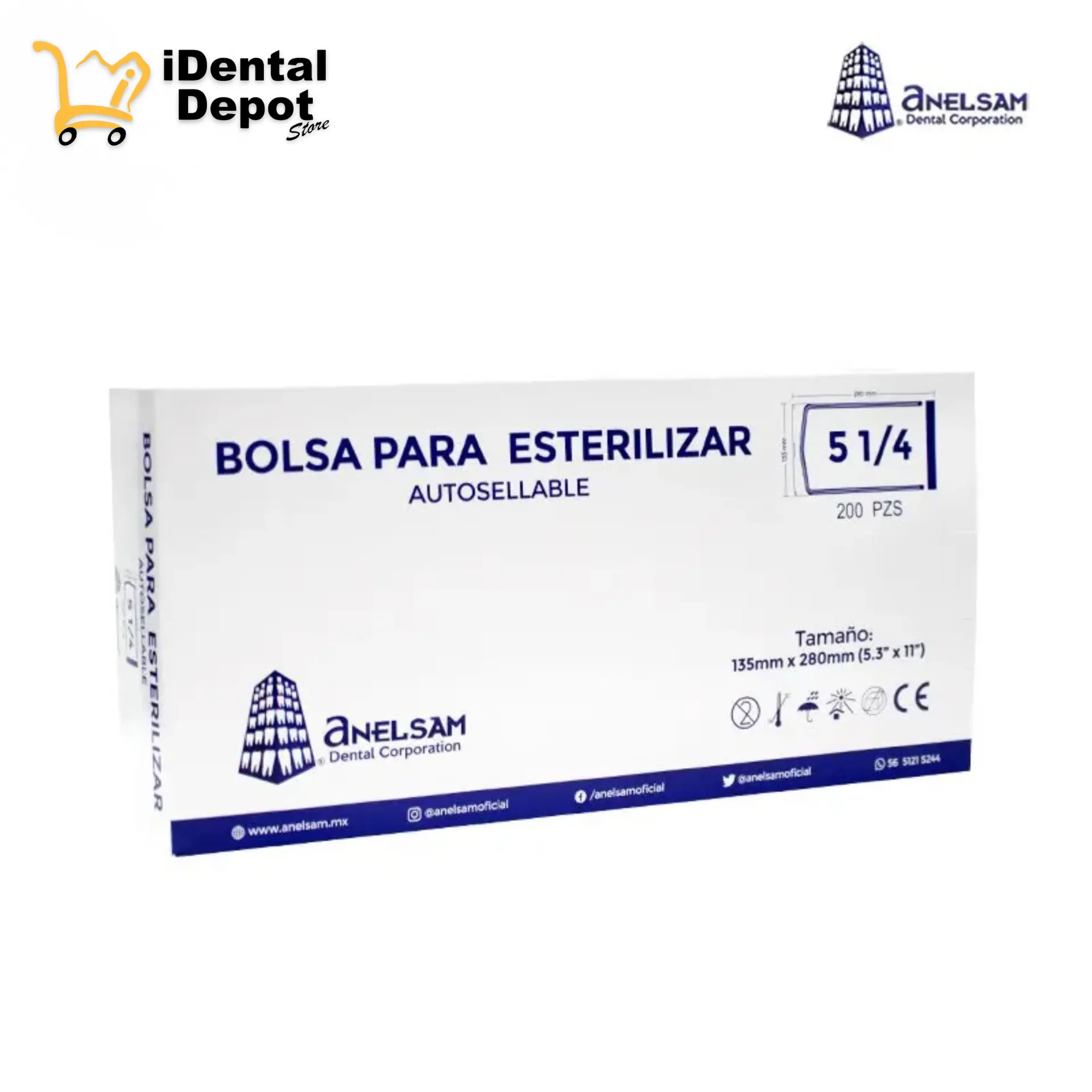 BOLSA PARA ESTERILIZAR 5 1/4 X 11 ANELSAM PAQ C/200