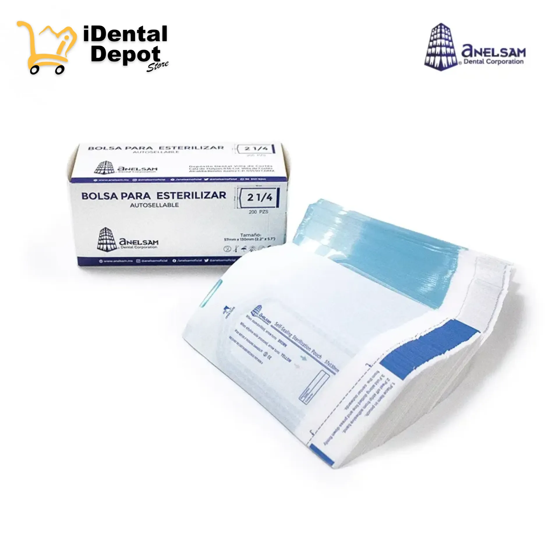 BOLSA PARA ESTERILIZAR 21/4 X 5 ANELSAM PAQ C/200