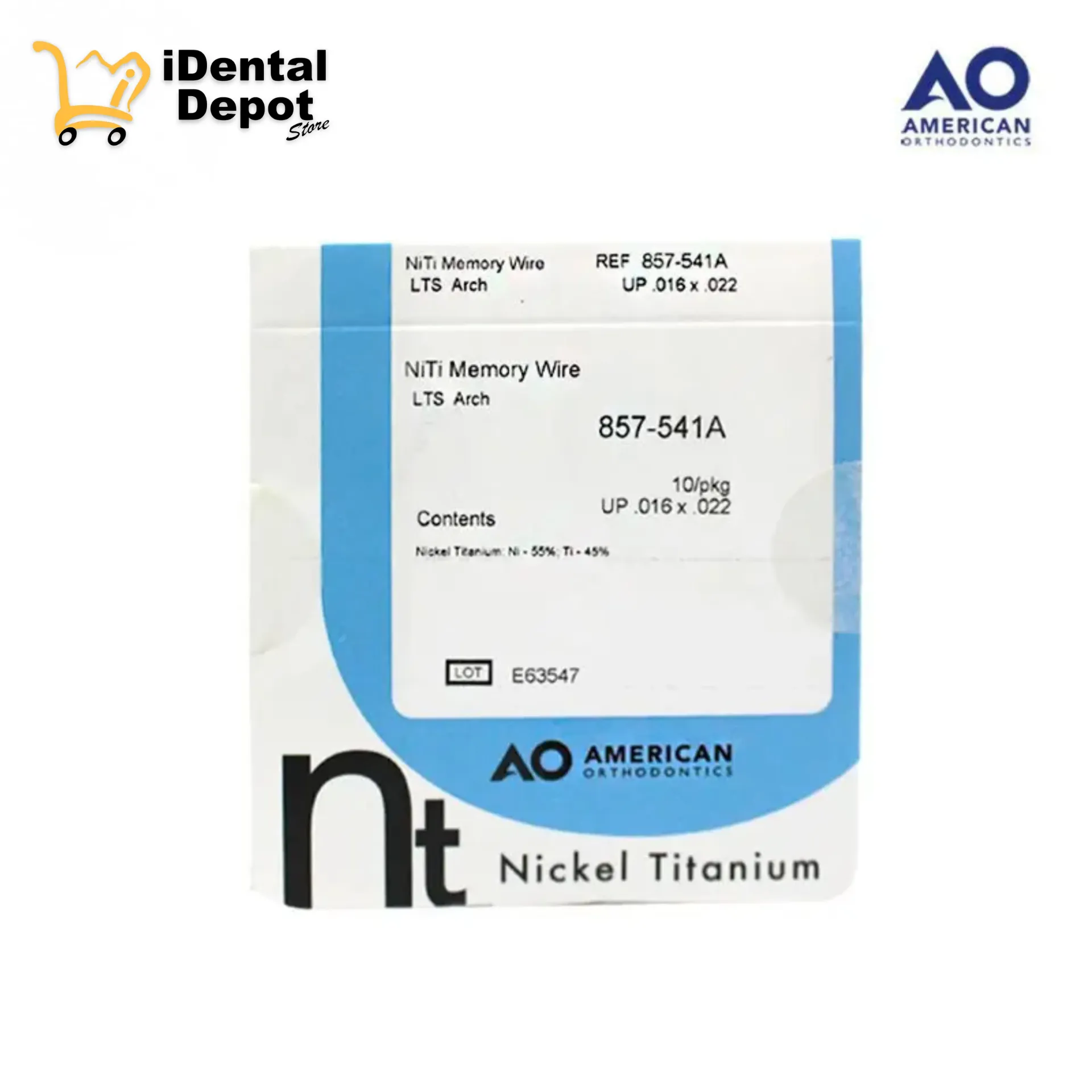 [AO03857-541AP] ARCO NITI .016 X .022 LTS ALEX. SUPERIOR PAQ/10