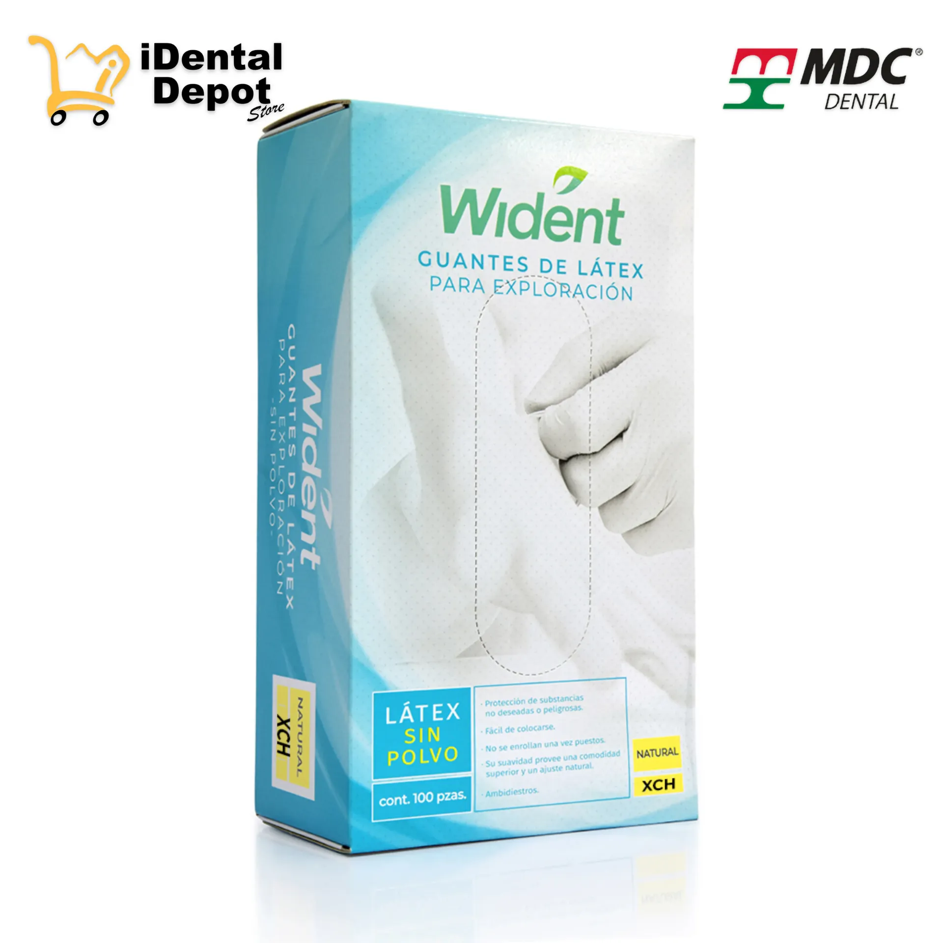 GUANTES WIDENT LATEX SIN POLVO XS NATURAL C/100