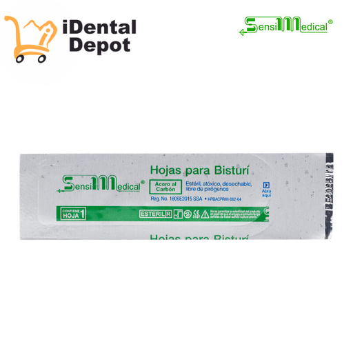 [SENSI12] HOJA BISTURI #12 SENSIMEDICAL DE ACERO AL CARBON