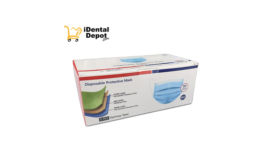 [LEI0001] CUBREBOCAS iDENTAL DEPOT TELA C/3 CAPAS C/RESORTE AZULES