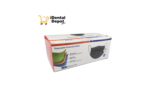 [LEI0002] CUBREBOCAS iDENTAL DEPOT TELA C/3 CAPAS C/RESORTE NEGRO