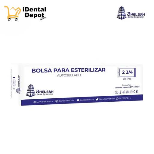 [ZHEJIANG-BPE23/4X10] BOLSA PARA ESTERILIZAR 2 3/4 X 10 ANELSAM PAQ C/200