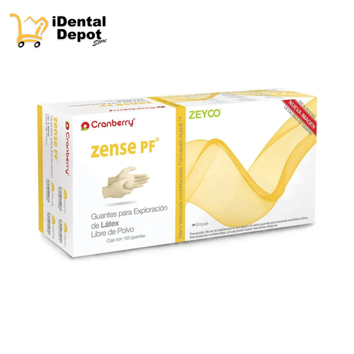 [CB-GLZSI] ZENSE PF CH NATURAL - GUANTE LATEX LISO S/POLVO CAJA C/100 PZAS