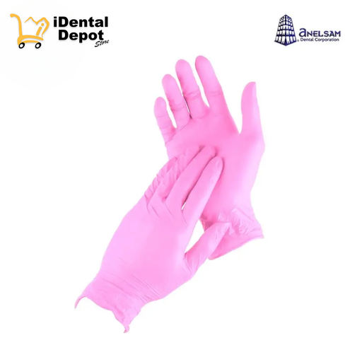 [CRAGARMN] GUANTES ROSAS DE NITRILO MEDIANO CON 100 PIEZAS ANELSAM