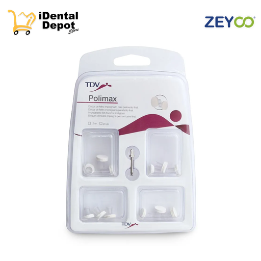 [T-3048] POLIMAX - 12 DISCOS DE FIELTRO IMPREGNADOS DE 9.5MM + MANDRIL 