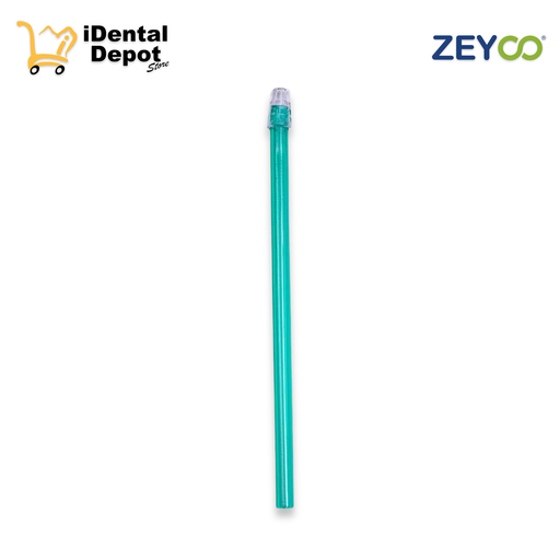 [ZE-DEYTRV] EYECTOR DE SALIVA TRANSPARENTE VERDE ZEYCO BOLSA C/100 PZAS