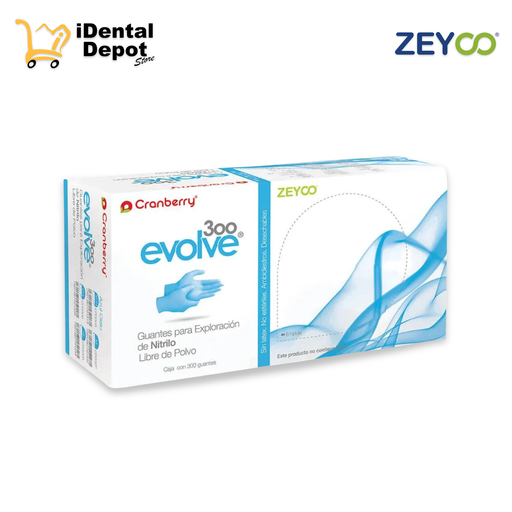 [CB-GNEACMI] EVOLVE MED AZUL CIELO - GUANTE NITRILO TEX. S/POLVO CAJA C/300 PZAS