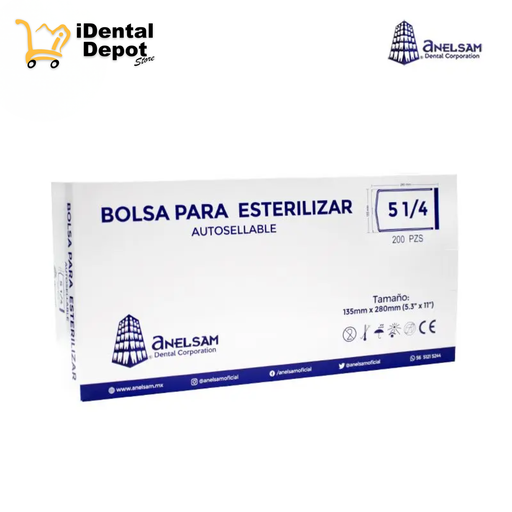 [ZHEJIANG-BPE51/4X11] BOLSA PARA ESTERILIZAR 5 1/4 X 11 ANELSAM PAQ C/200